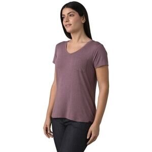 prAna Foundation Tee Women’s Small Mauve Pink V-Neck Short Sleeve Pocket Top